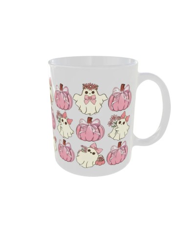 Mug Fantomes citrouilles rose - Edition Automne droit