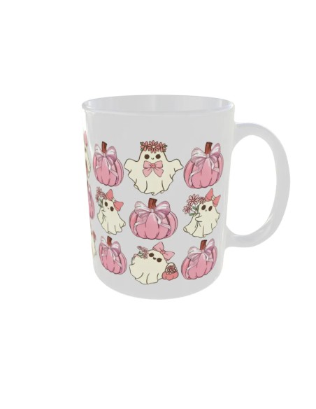 Mug Fantomes citrouilles rose - Edition Automne droit