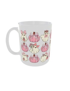 Mug Fantomes citrouilles rose - Edition Automne gauche