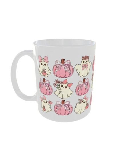 Mug Fantomes citrouilles rose - Edition Automne gauche
