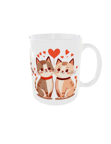 Mug Chats ronronne - Edition Saint Valentin droit