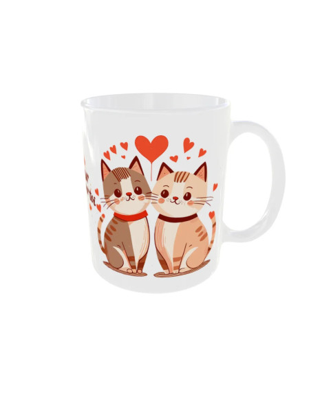 Mug Chats ronronne - Edition Saint Valentin droit