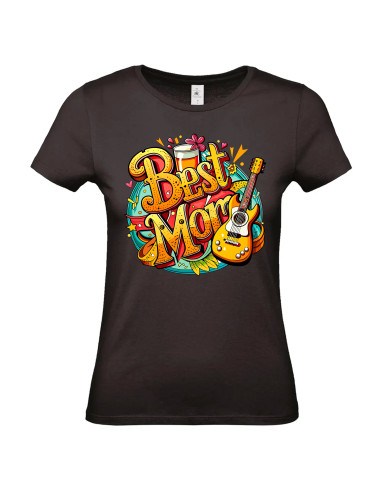 T-shirt Best Mom bière guitare Femme - Edition Fête des Mères avant