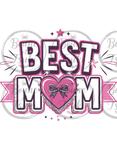 T-shirt Best Mom noeud rose - Edition Fête des Mères