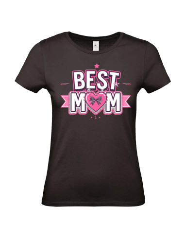 T-shirt Best Mom noeud rose Femme - Edition Fête des Mères avant