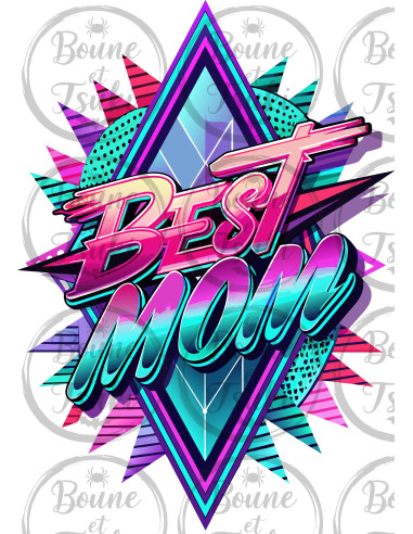 T-shirt Best Mom rose bleu - Edition Fête des Mères