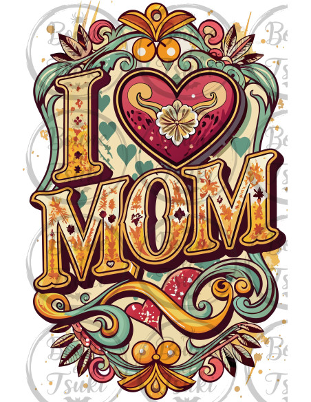T-shirt I Love Mom rétro - Edition Fête des Mères