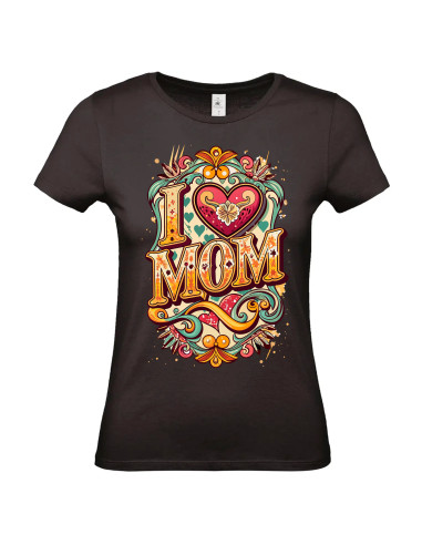 T-shirt I Love Mom rétro Femme - Edition Fête des Mères avant