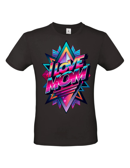 T-shirt I Love Mom rose bleu Homme - Edition Fête des Mères avant
