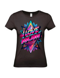 T-shirt I Love Mom rose bleu Femme - Edition Fête des Mères avant