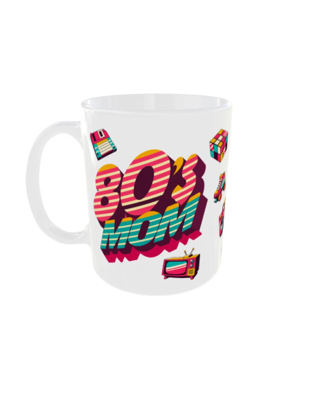 Mug 80's Mom rayures - Edition Fête des Mères gauche