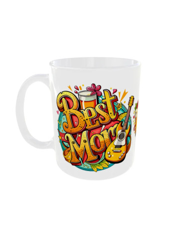 Mug Best Mom bière guitare - Edition Fête des Mères gauche
