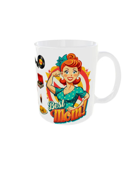Mug Best Mom rétro - Edition Fête des Mères droit
